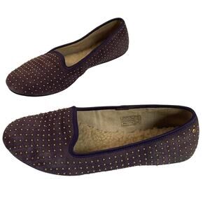 Purple Suede Studded Sheepskin Flats Women’s 6.5 Slip On Loafers UGG Australia
